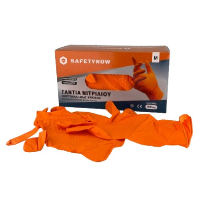 Γάντια μιας χρήσης νιτριλίου 7mil πορτοκαλί (M/L 100 τεμ. - XL 90 τεμ.)
